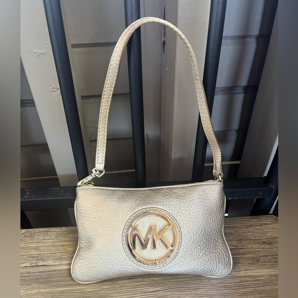 Michael Kors Gold pebbled leather wristlet